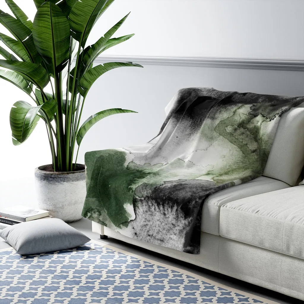 Abstract Comfy Blanket | White Green Black