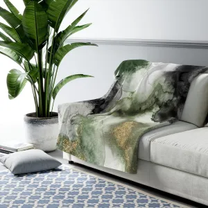 Abstract Comfy Blanket | White Green Black