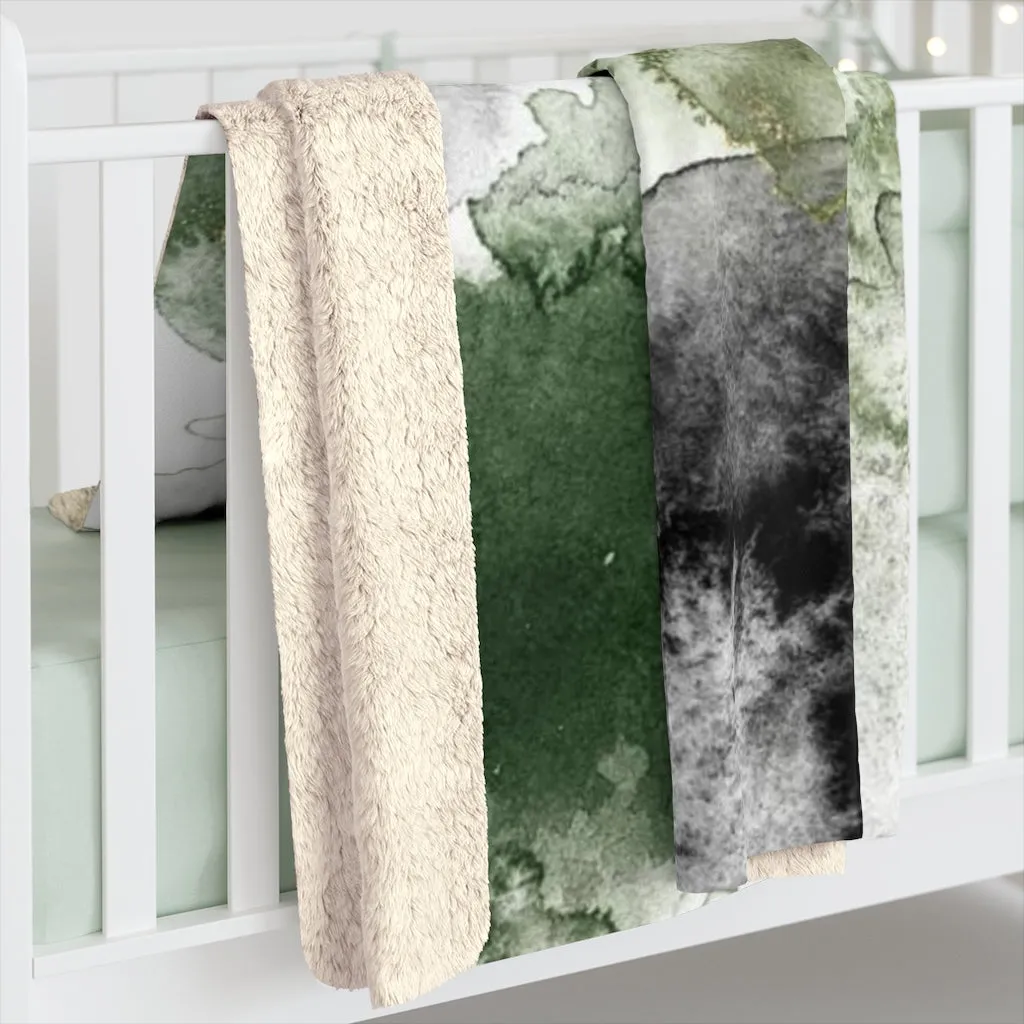 Abstract Comfy Blanket | White Green Black
