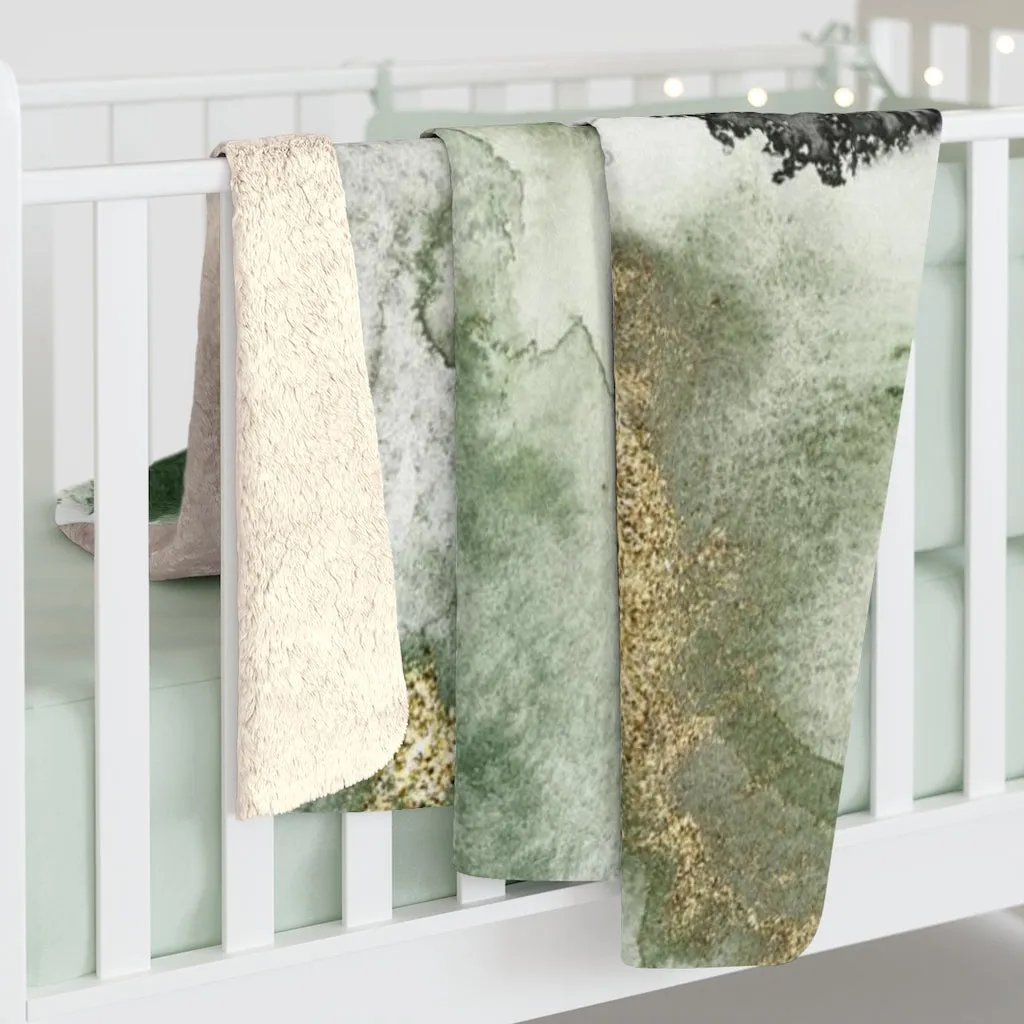 Abstract Comfy Blanket | White Green Black