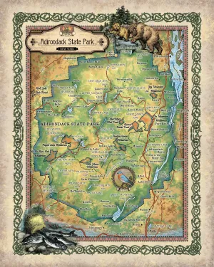 Adirondack State Park Antique Map Art Blanket Throw Sherpa Fleece Vintage Artwork Blanket For Bed Sofa Couch Winter Travel Gift