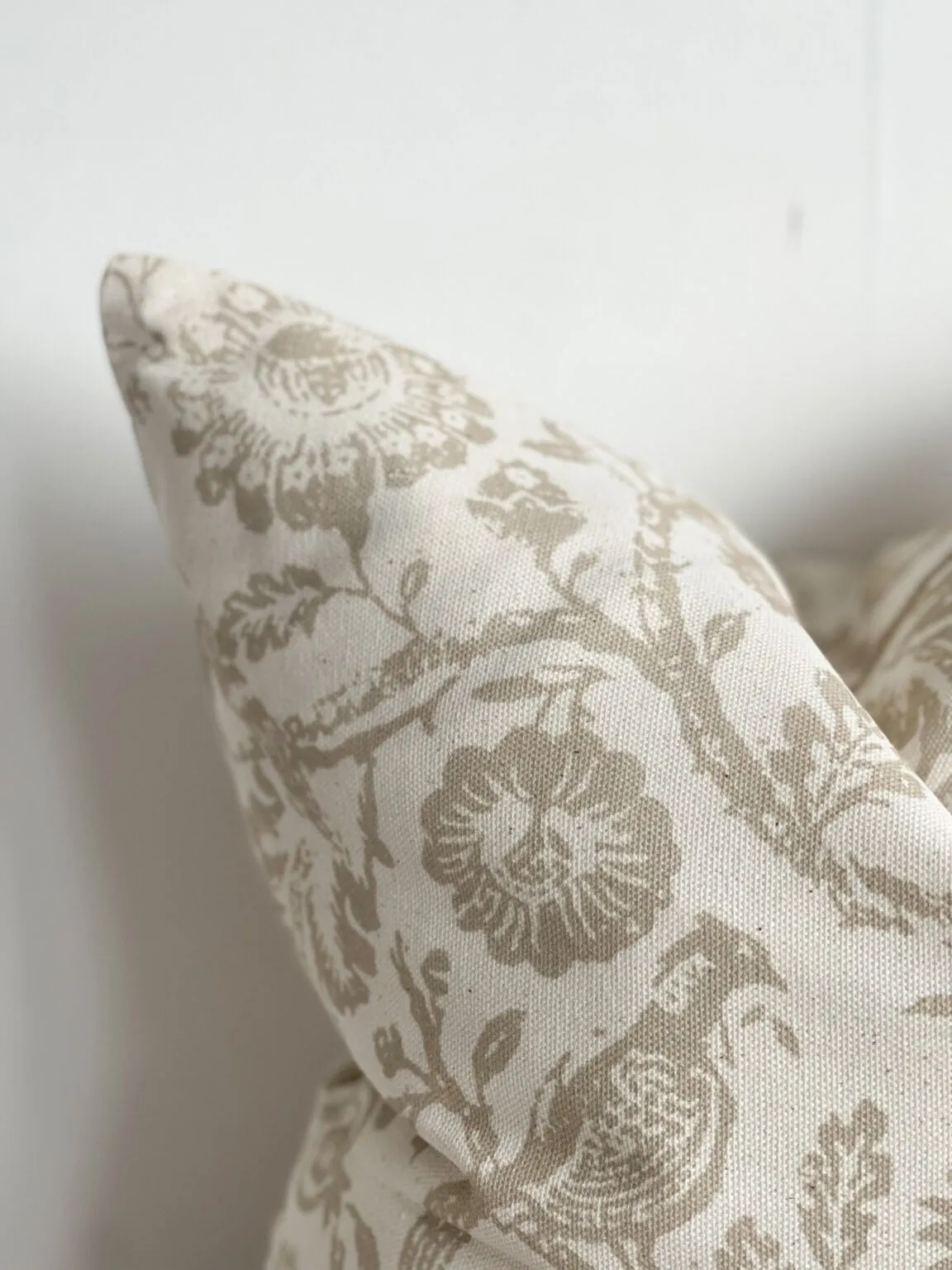 Aria Beige Country Floral Print Cotton Cushion Cover - 45cm x 45cm