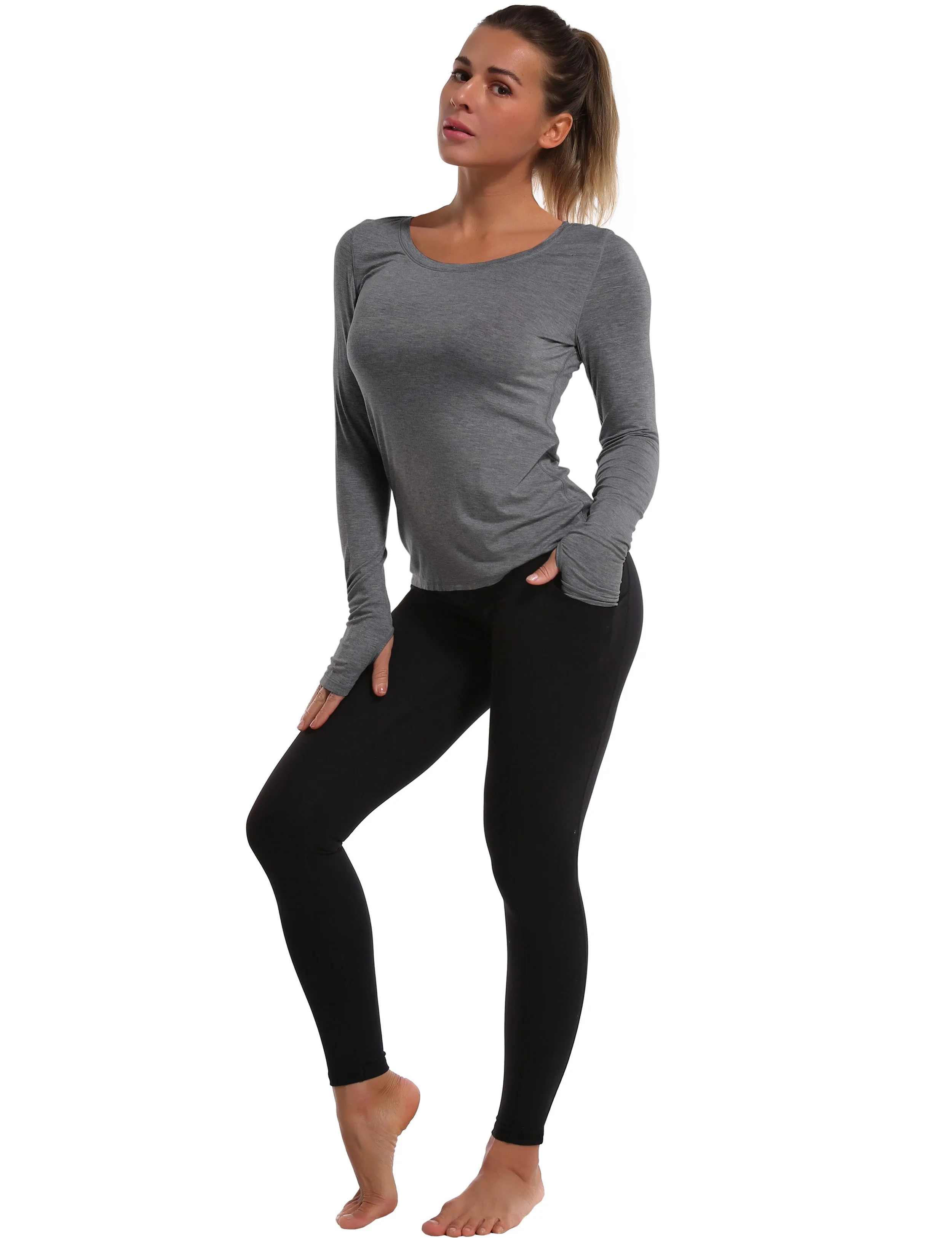 Athlete Long Sleeve Tops heathercharcoal_Pilates