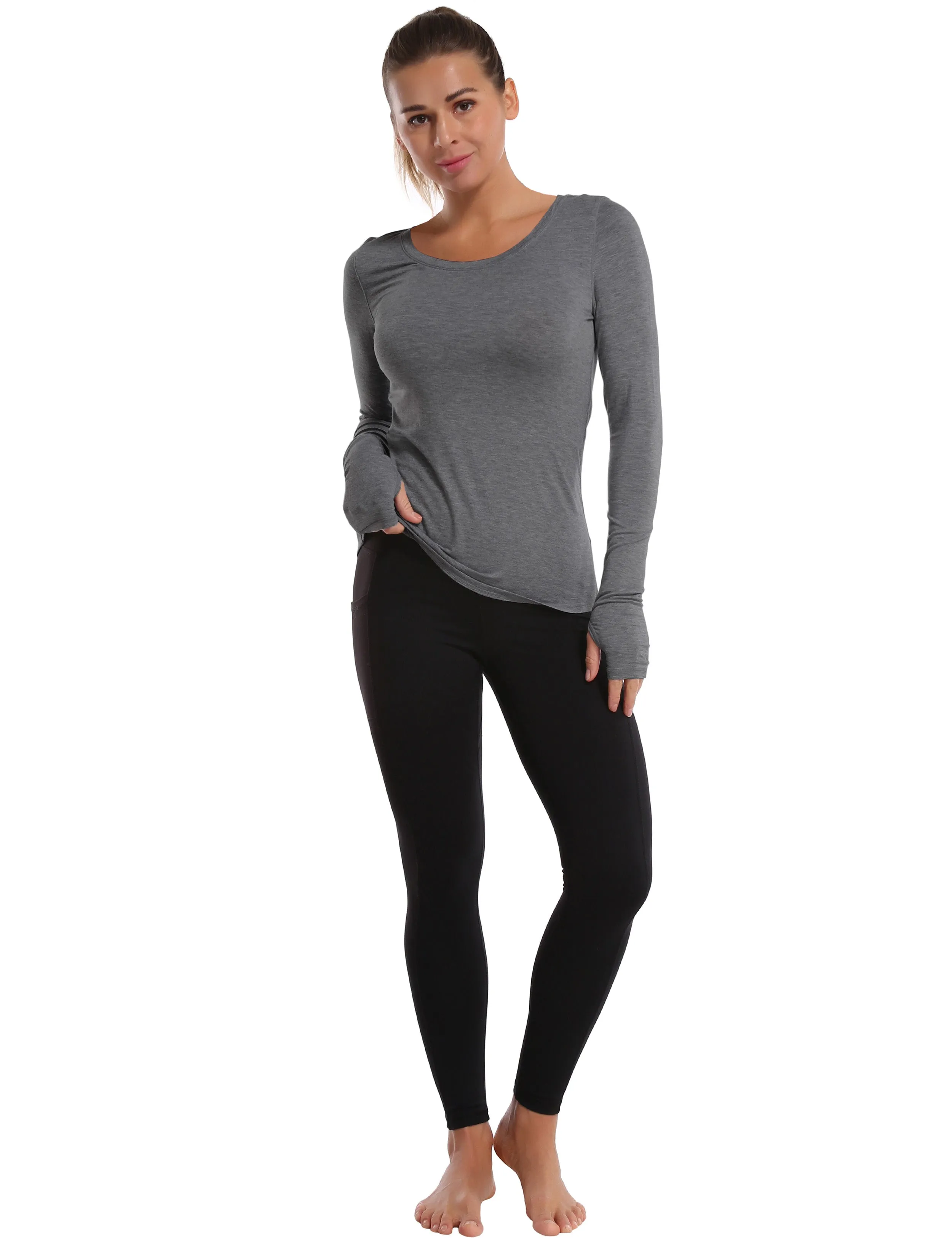 Athlete Long Sleeve Tops heathercharcoal_Pilates