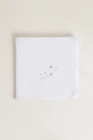Babycottons Planes Receiving Blanket White & Light Blue