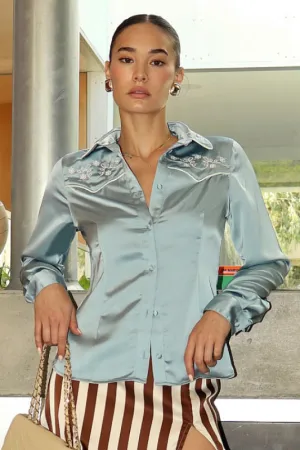 bandera blouse - soft blue