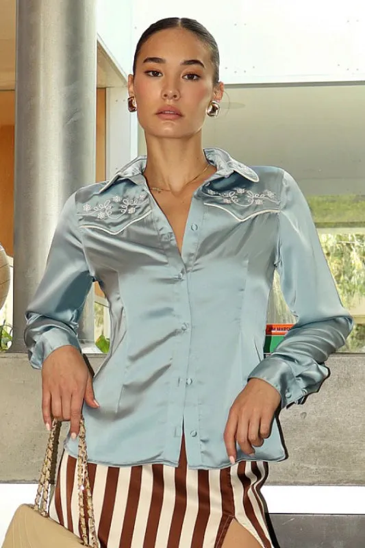 bandera blouse - soft blue