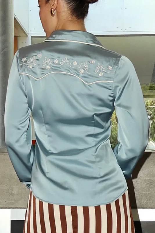 bandera blouse - soft blue