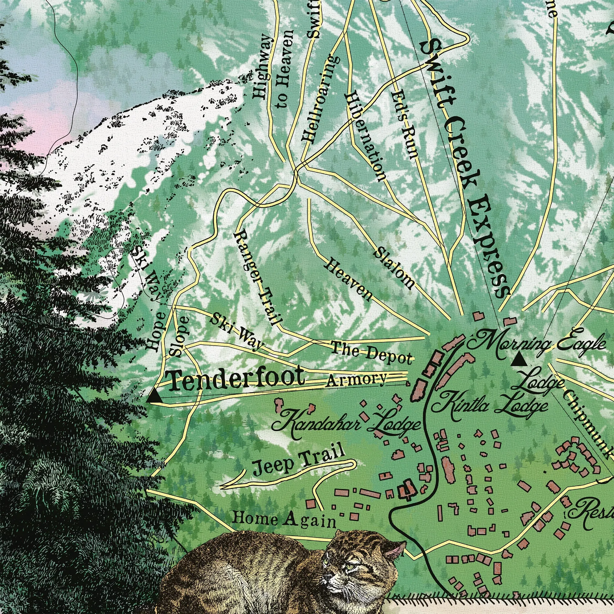 Big Mountain Ski Runs Whitefish Montana Map Blanket Double Stitched Edges Luxury Fluffy Super Soft 430 GSM Polyester Throw Blanket.
