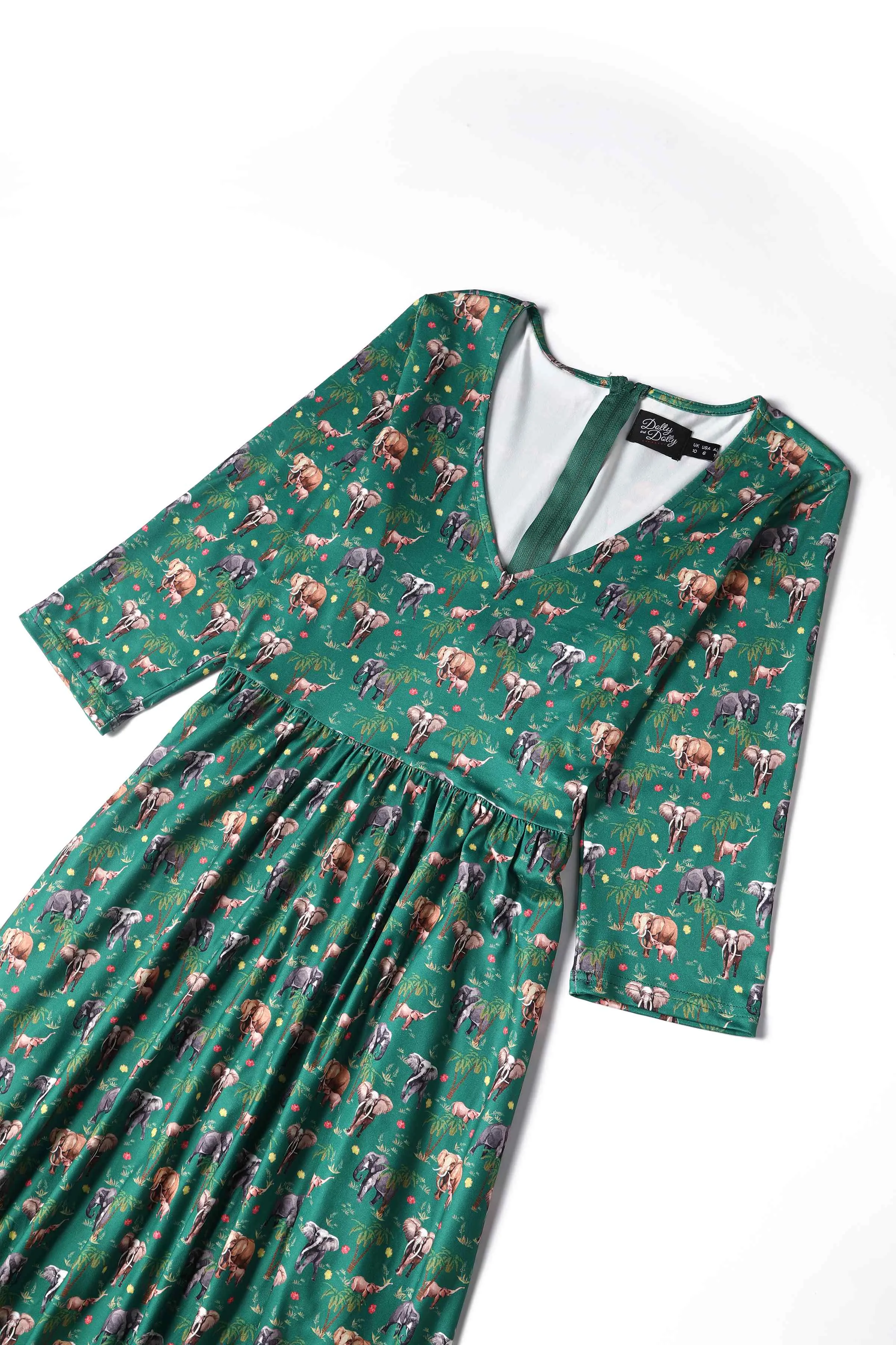 Billie Green Elephant Flared Dress