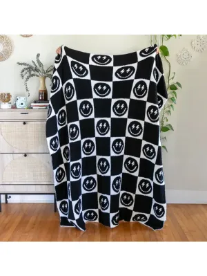 black and white bolt smile blanket