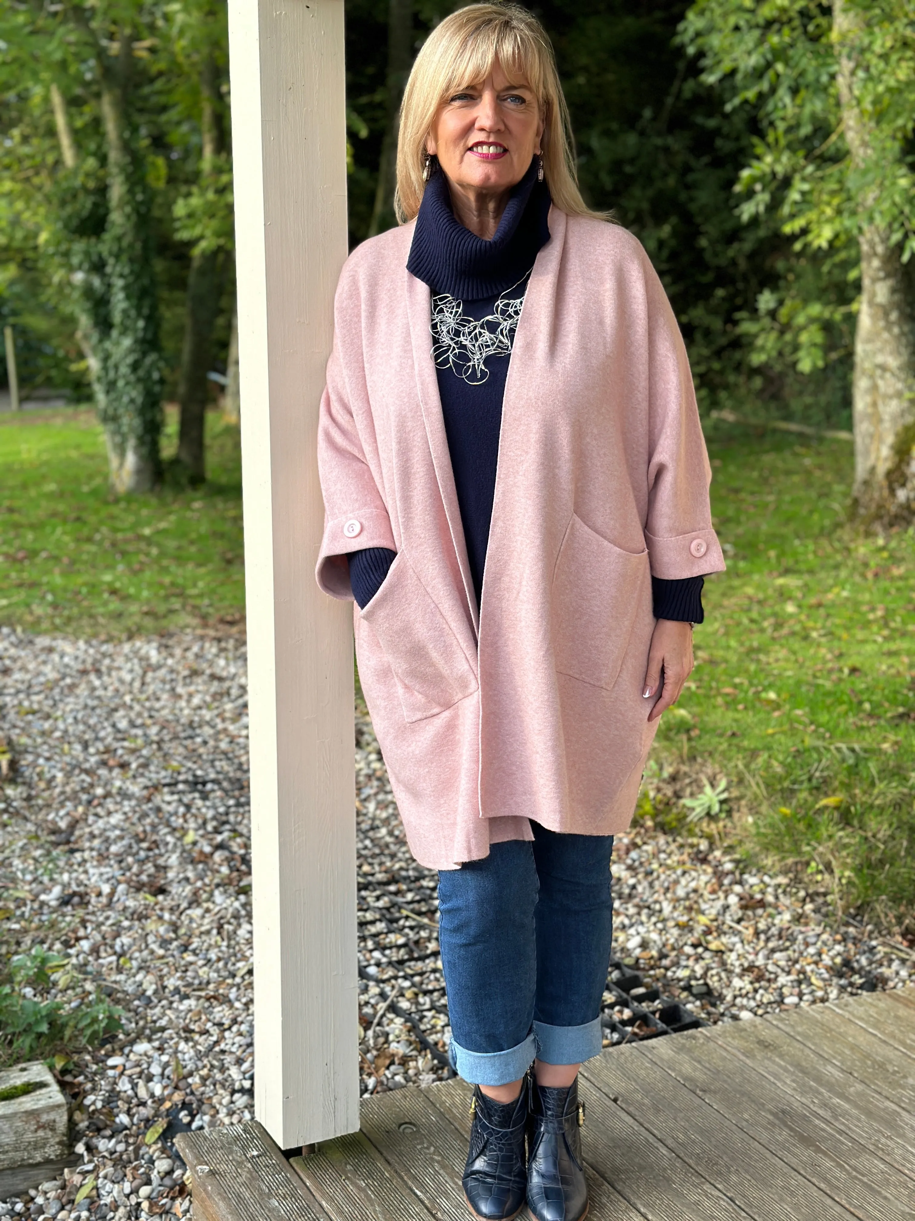 Button Detail Cardigan | Soft Pink