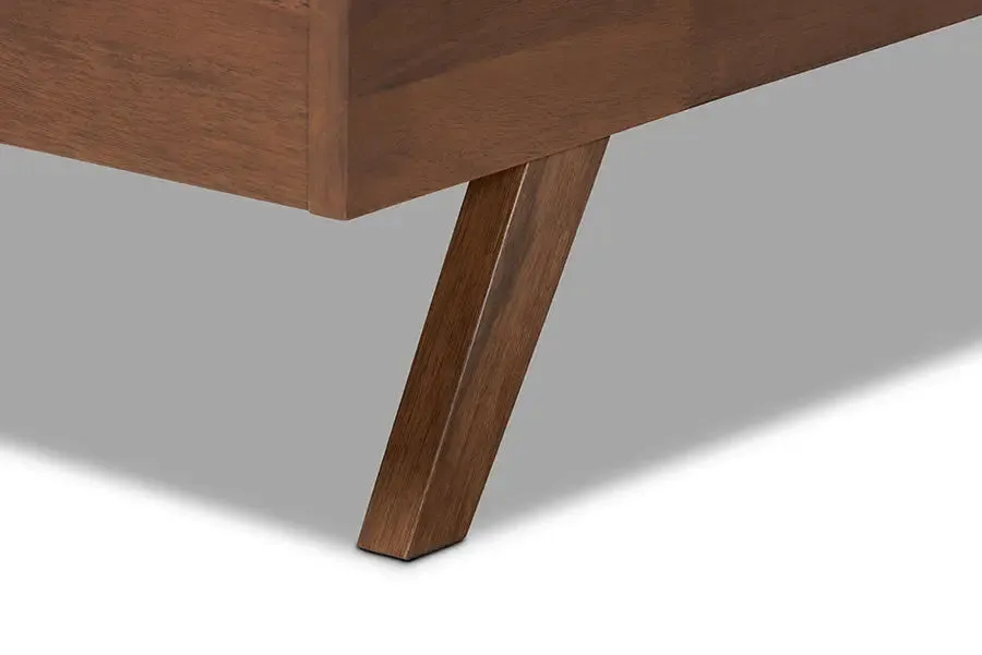 Camila Gray Fabric Upholstered Walnut Wood Bed (King)