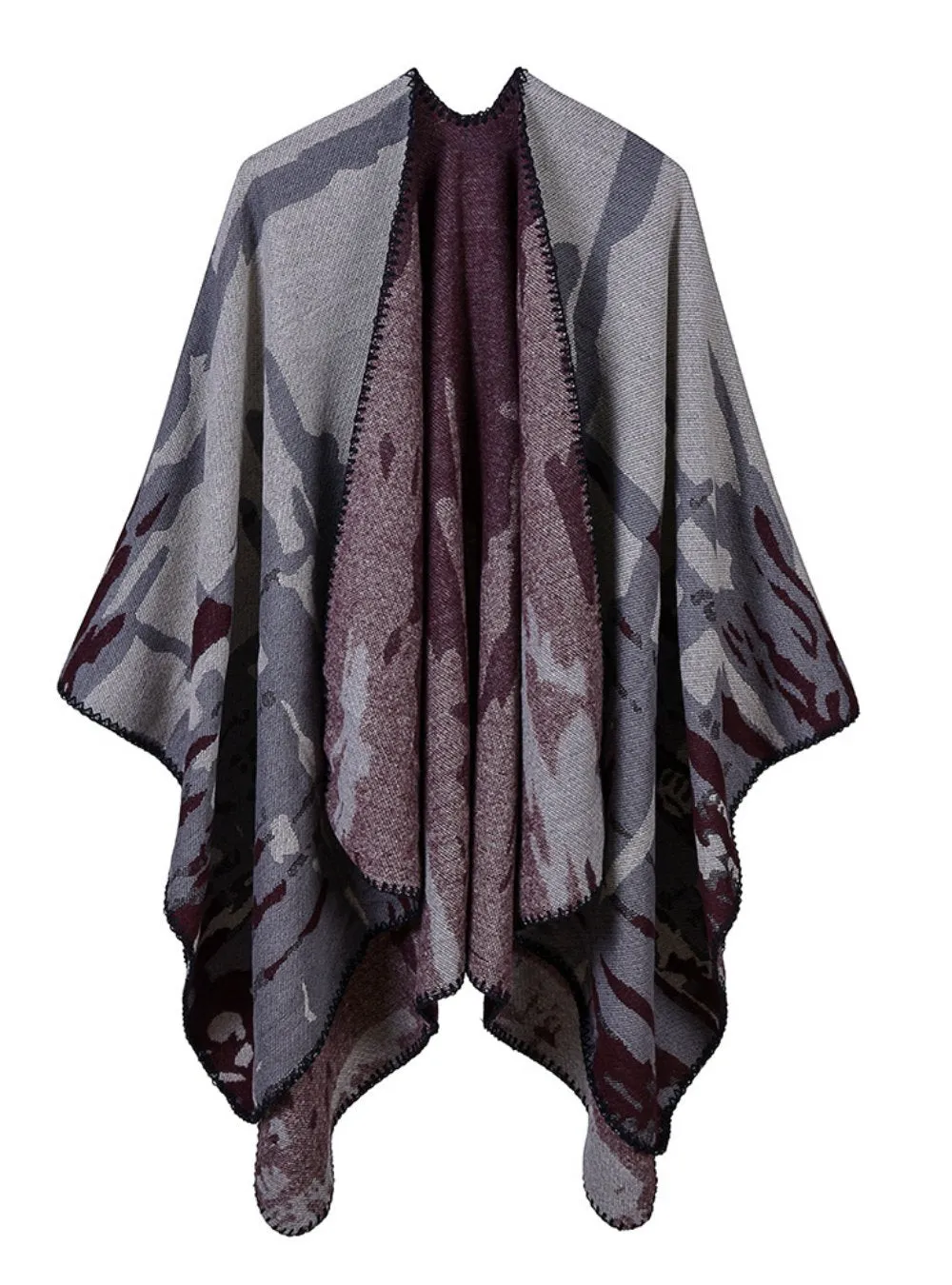 CAMOUFLAGE CASHMERE JACQUARD LENGTHENED CLOAK