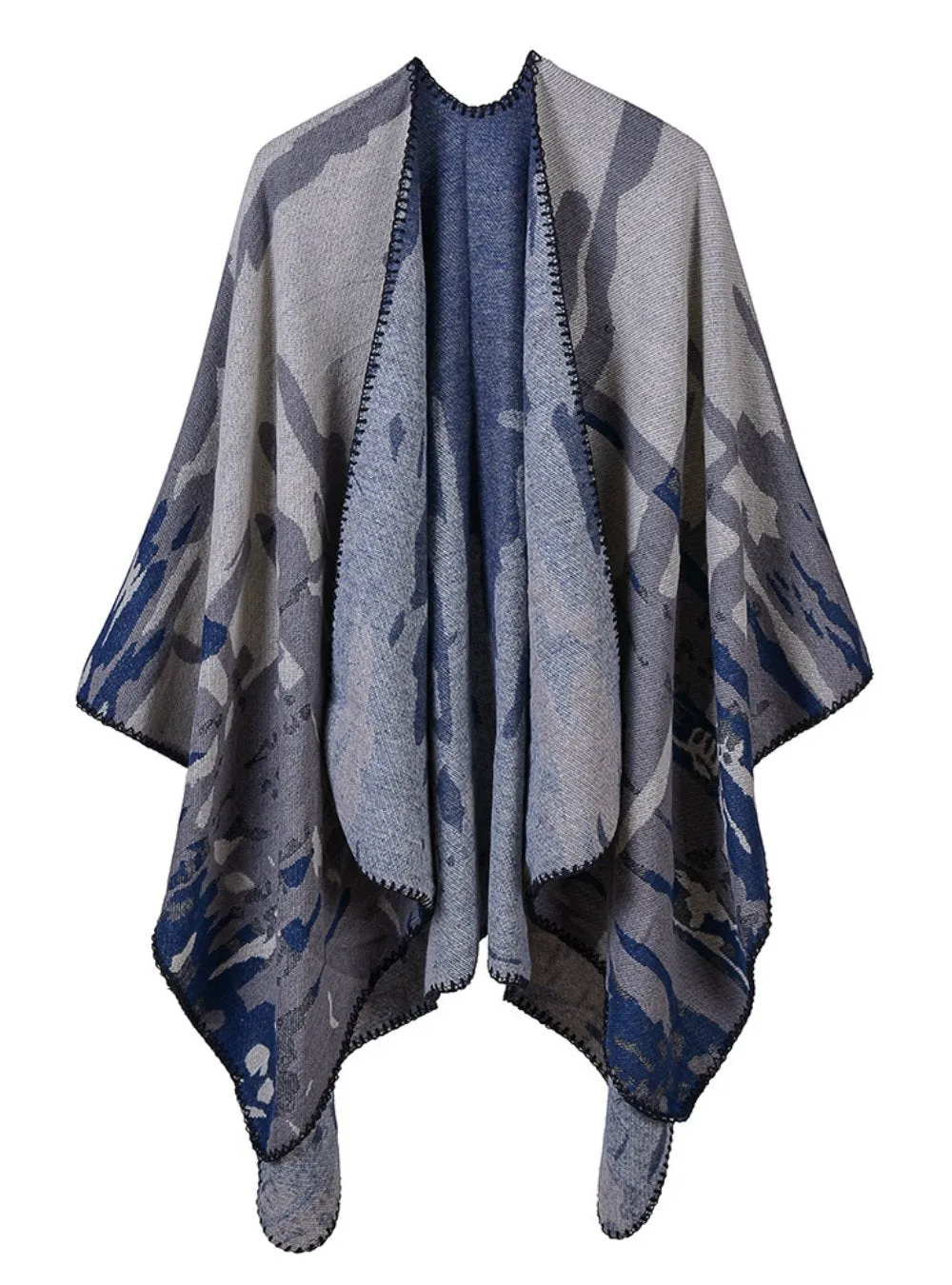 CAMOUFLAGE CASHMERE JACQUARD LENGTHENED CLOAK