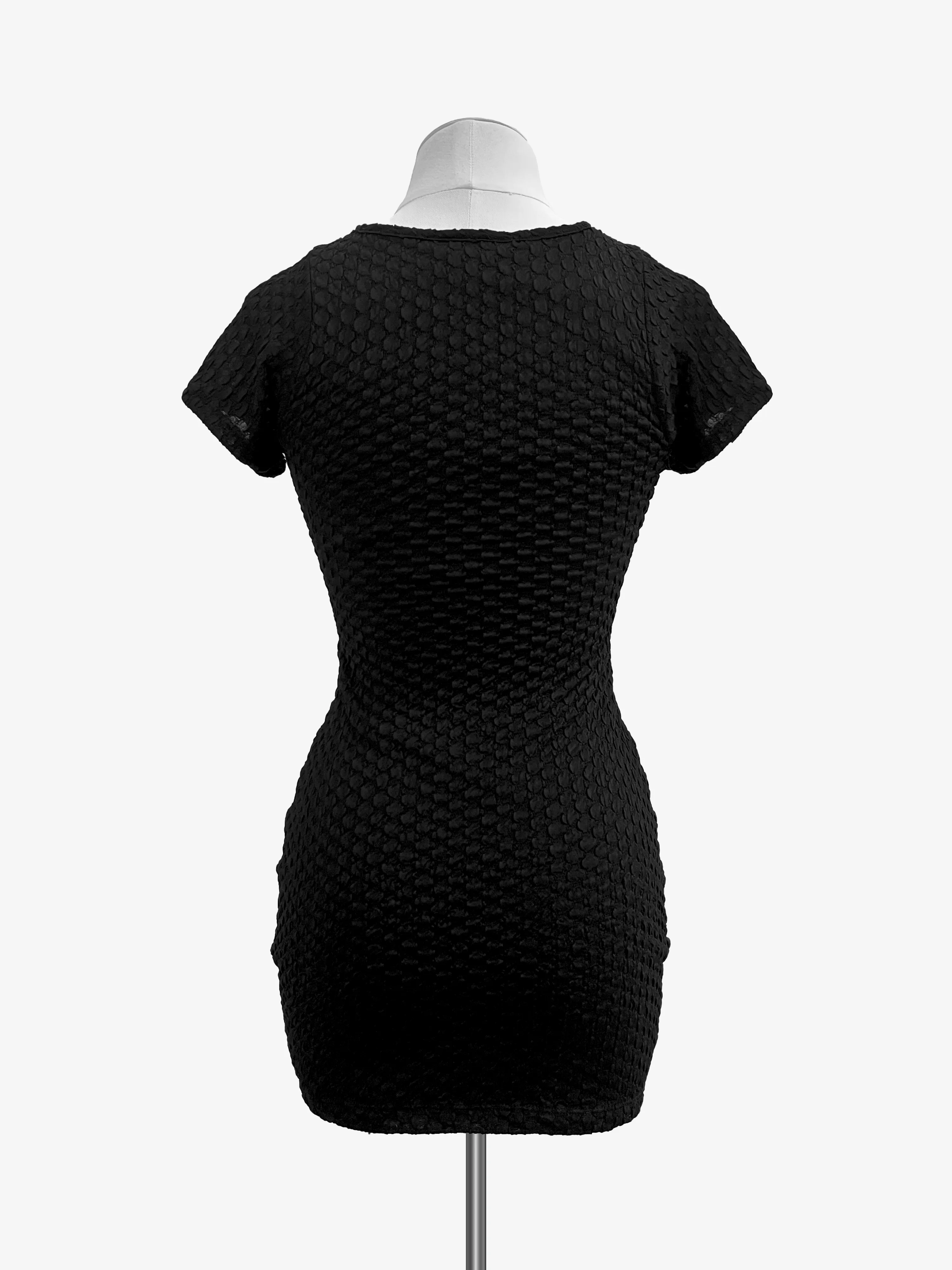 Cheryl Kids Black Textured Fitted Dress