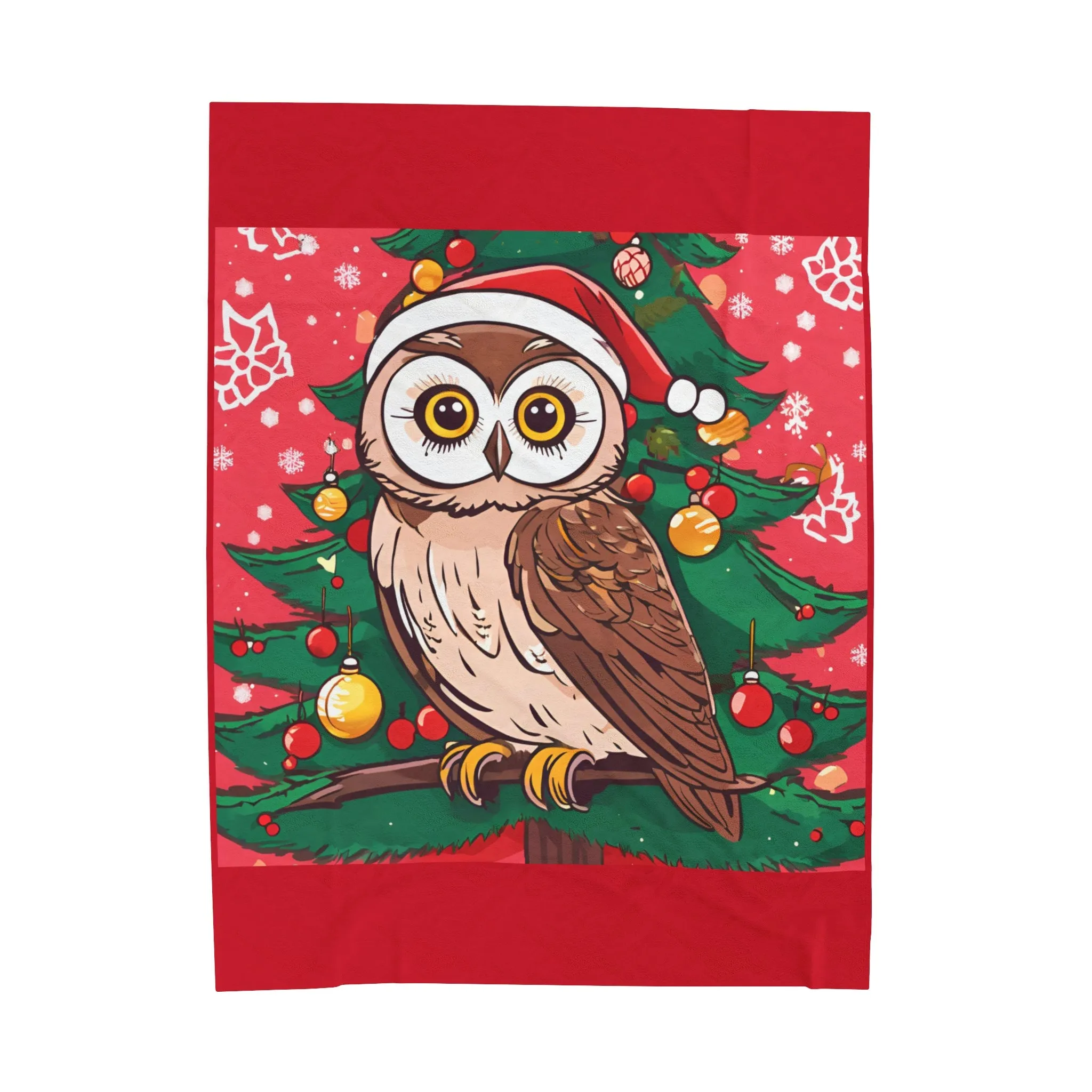 Cozy Owl Print Holiday Blanket