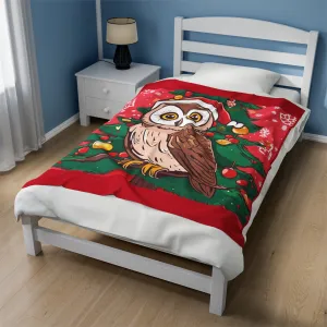 Cozy Owl Print Holiday Blanket