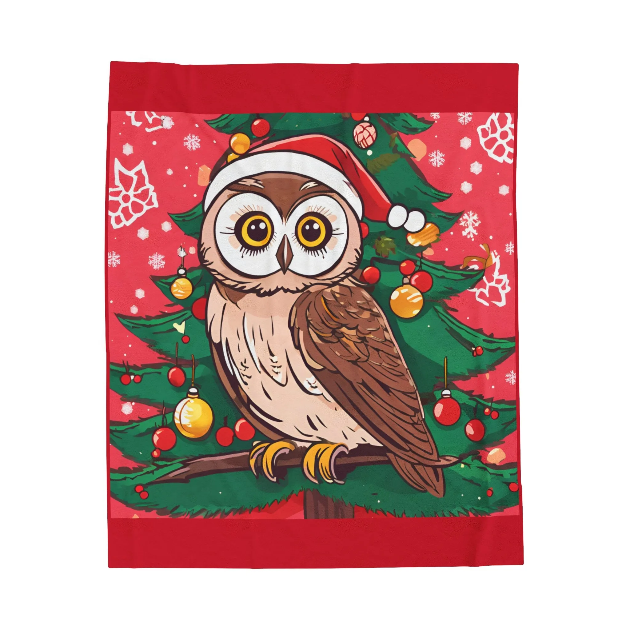 Cozy Owl Print Holiday Blanket