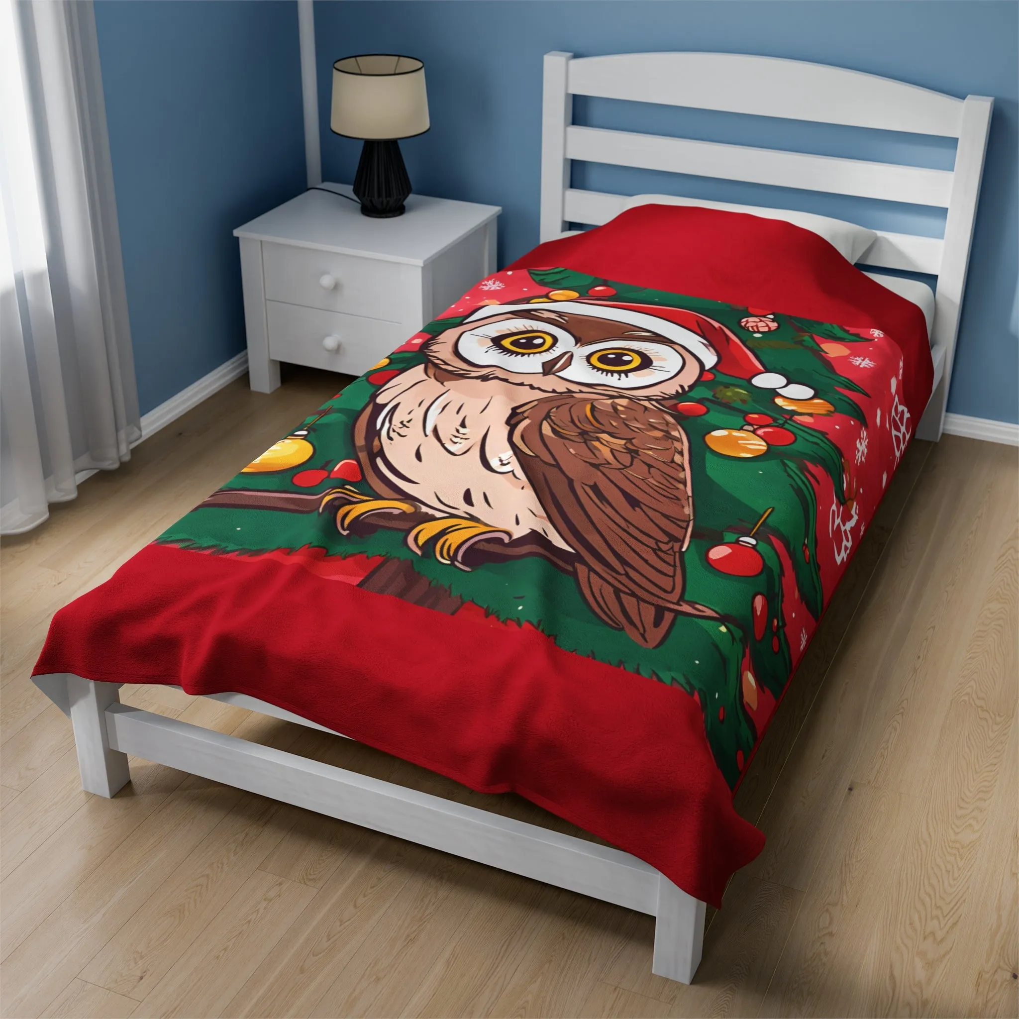Cozy Owl Print Holiday Blanket