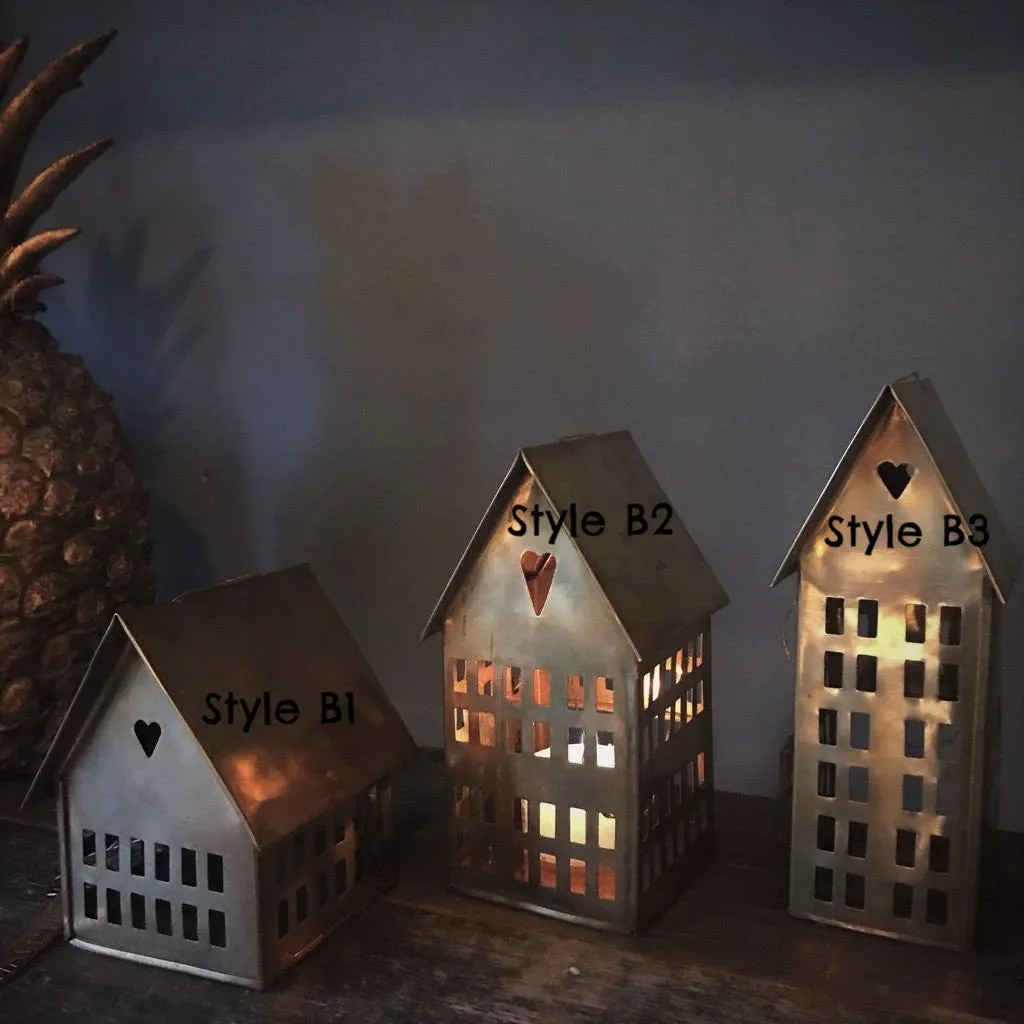 Danish Brass Houses for Tealights from Walther & Co
