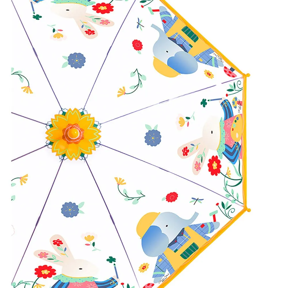 Elephant Rabbit Transparent Style Yellow Umbrella for Kids