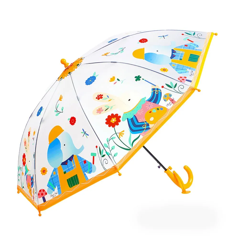Elephant Rabbit Transparent Style Yellow Umbrella for Kids