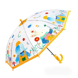 Elephant Rabbit Transparent Style Yellow Umbrella for Kids
