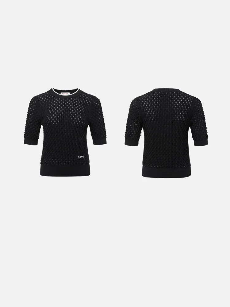 EP YAYING Round Neck Wool Knitted Shirt