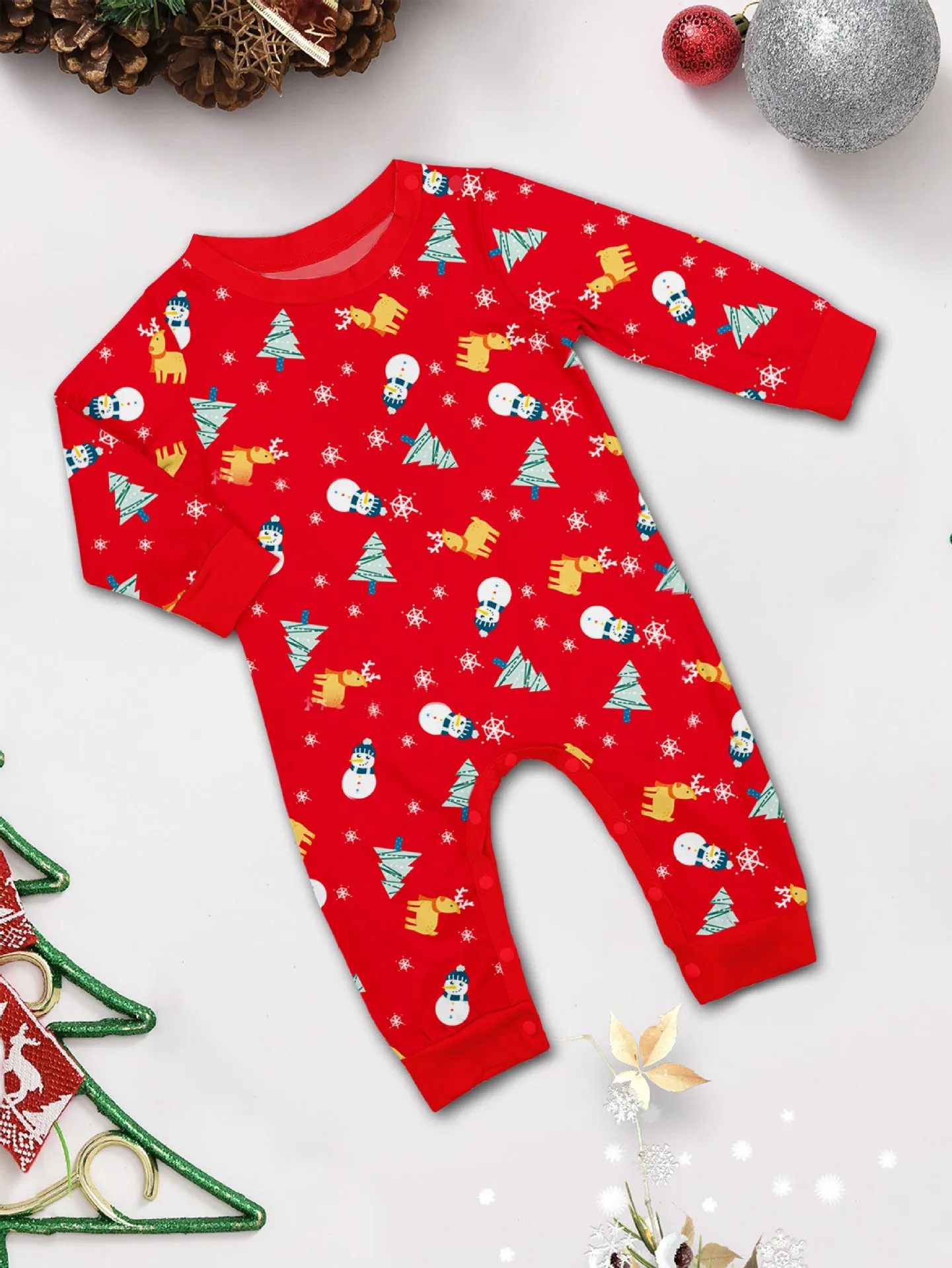 Family Parent-Child Christmas Tree Snowman Deer Printed Pajamas Set
