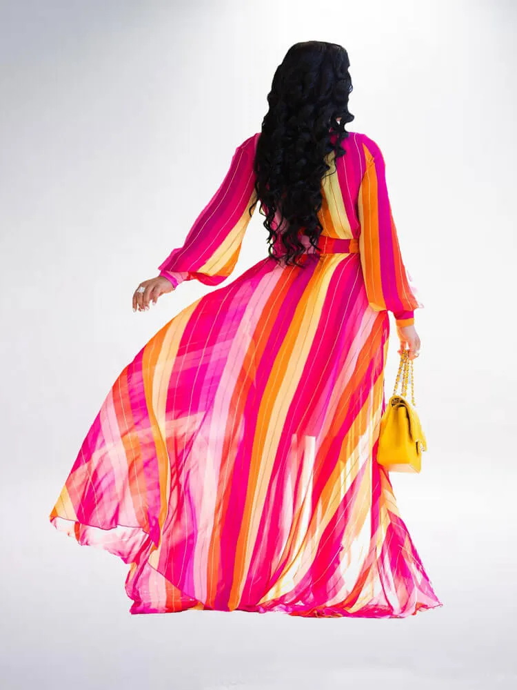Floral Print Pleated Maxi Dresses