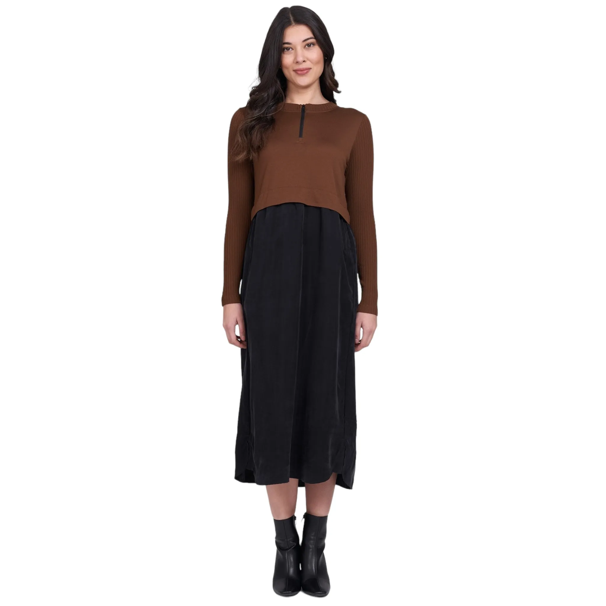 Foil Clothing Mixologist Dress Rust