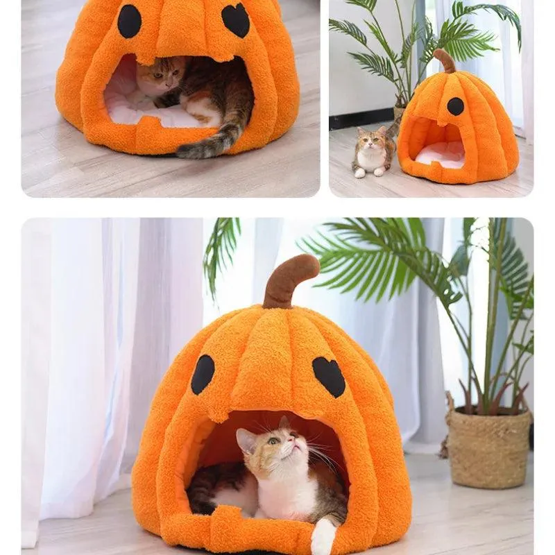 Halloween Pumpkin Cat Nest