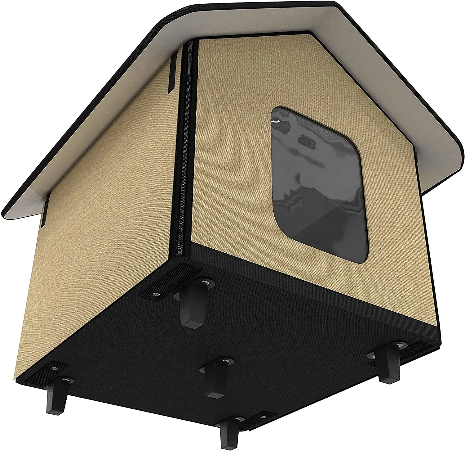 Heated Cat Houses for Indoor Cats Elevated Waterproof and Insulated Beige