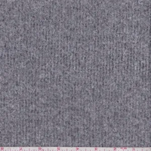 Heather Dark Grey Ribbed Sweater Jersey Knit Fabric