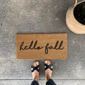 hello fall Mini Playhouse Doormat -12" x 24"