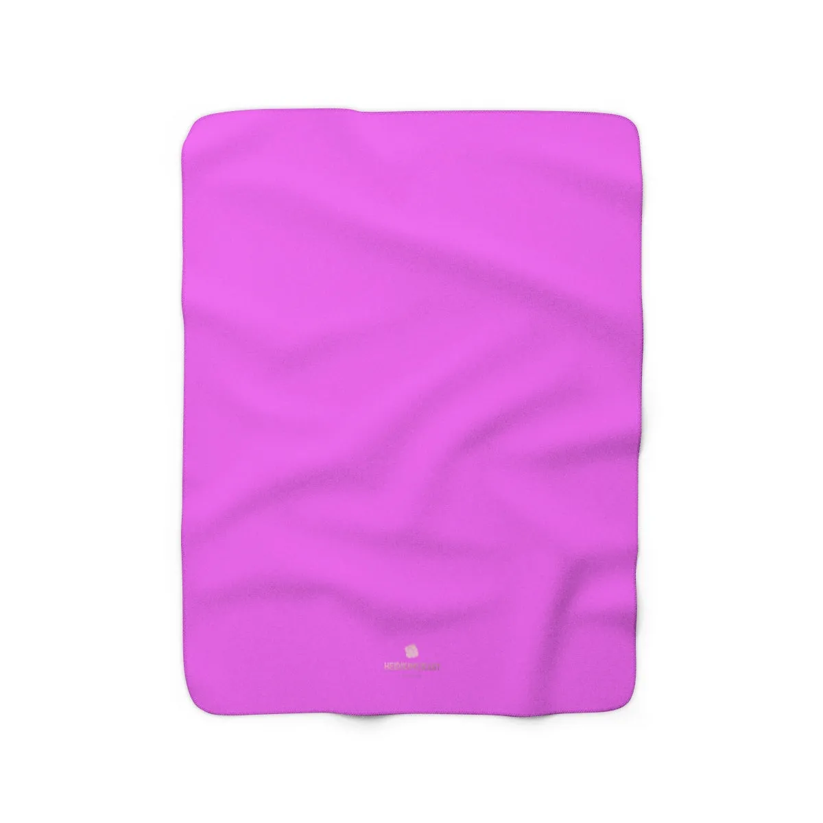 Hot Bright Pink Solid Color Print Designer Cozy Sherpa Fleece Blanket-Made in USA