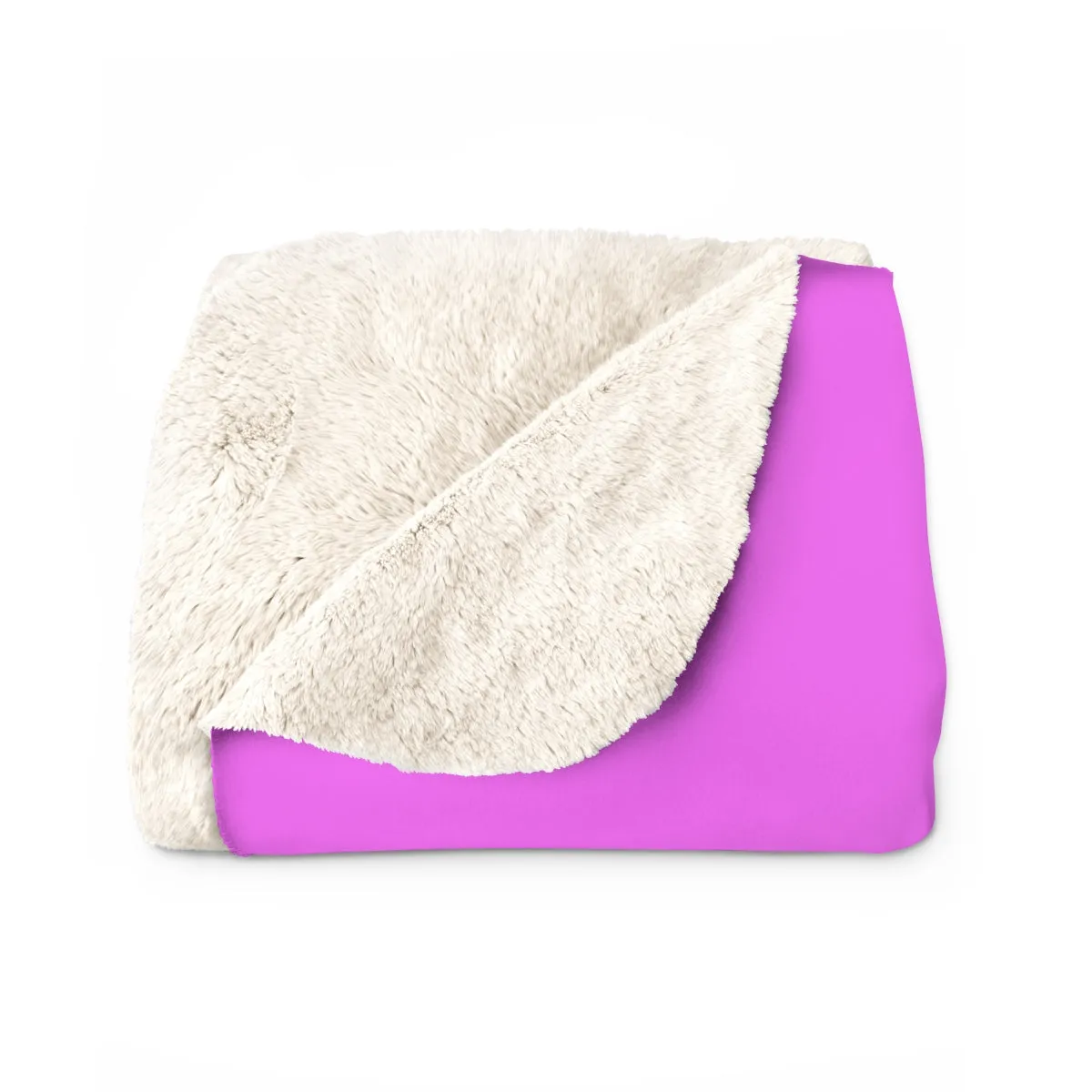 Hot Bright Pink Solid Color Print Designer Cozy Sherpa Fleece Blanket-Made in USA