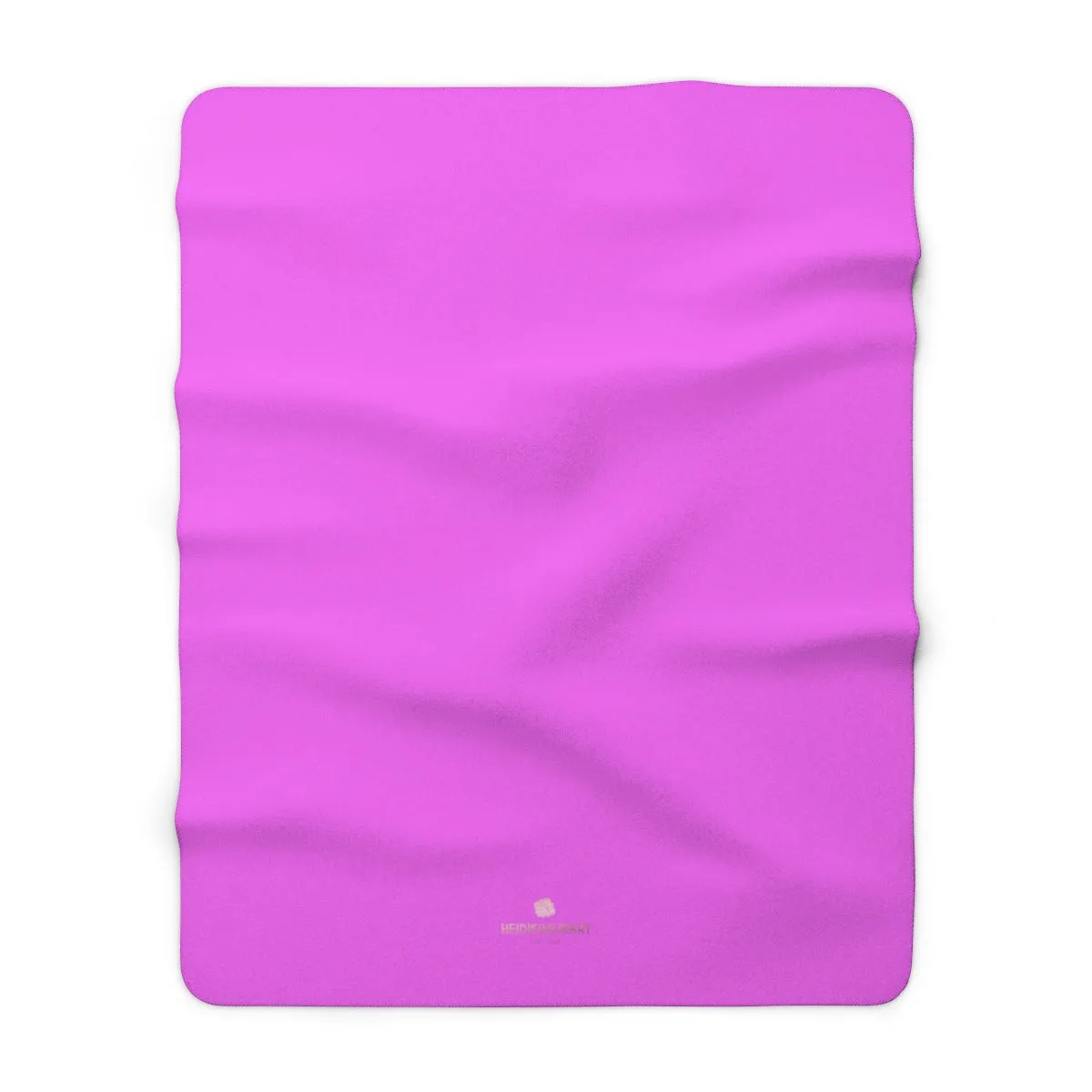 Hot Bright Pink Solid Color Print Designer Cozy Sherpa Fleece Blanket-Made in USA