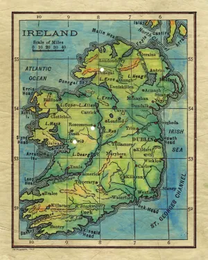 Ireland 1906 Map Art Blanket Throw Polar/ Silky/ Sherpa Fleece Warm Blanket for Winter Travelling Bed Couch Sofa Chair Dorm & Gif