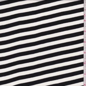 Ivory/Black Stripe Rayon Jersey Knit Fabric