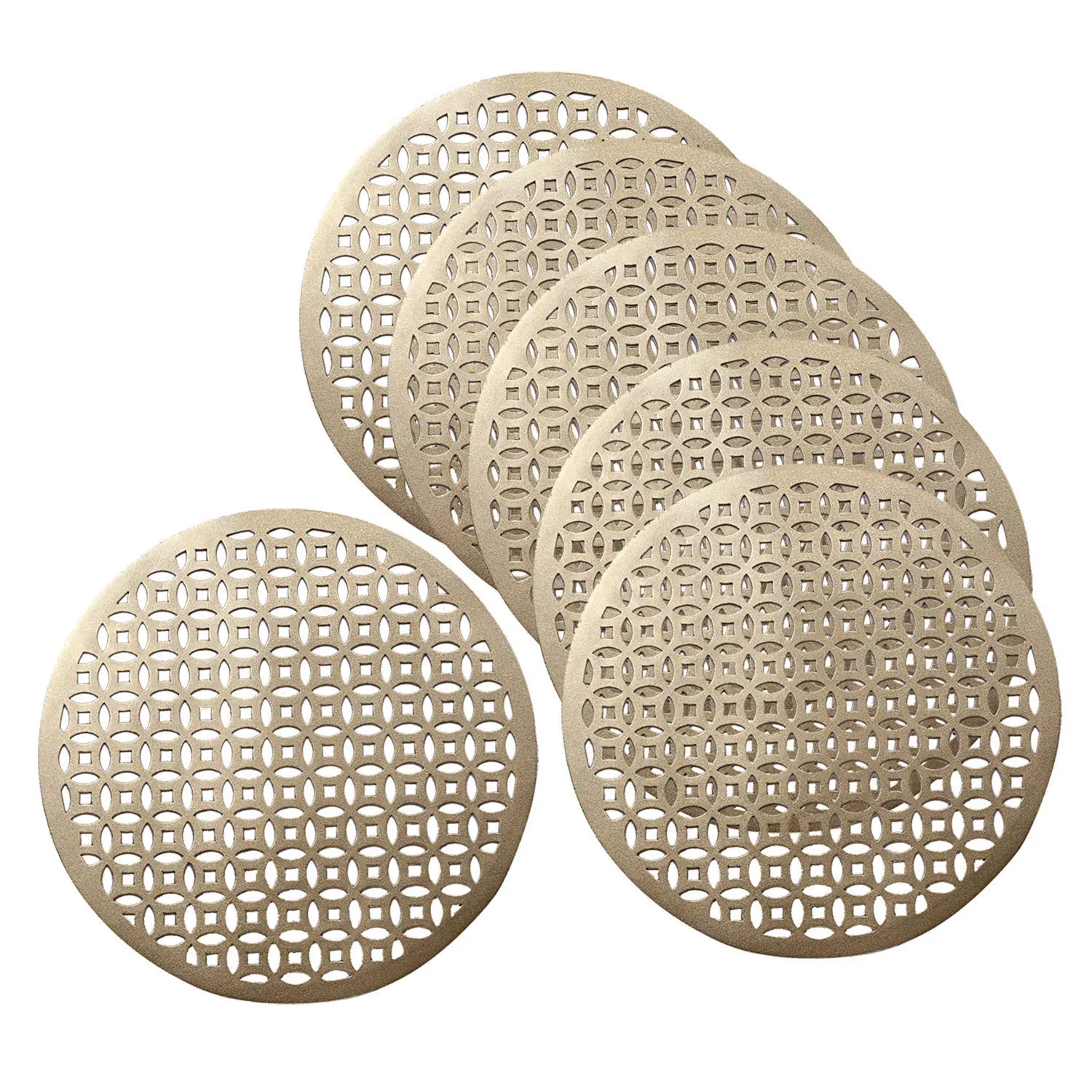 Kuber Industries PVC Soft Leather 6 Pieces Dining Table Placemat Set (Gold) -CTLTC11360