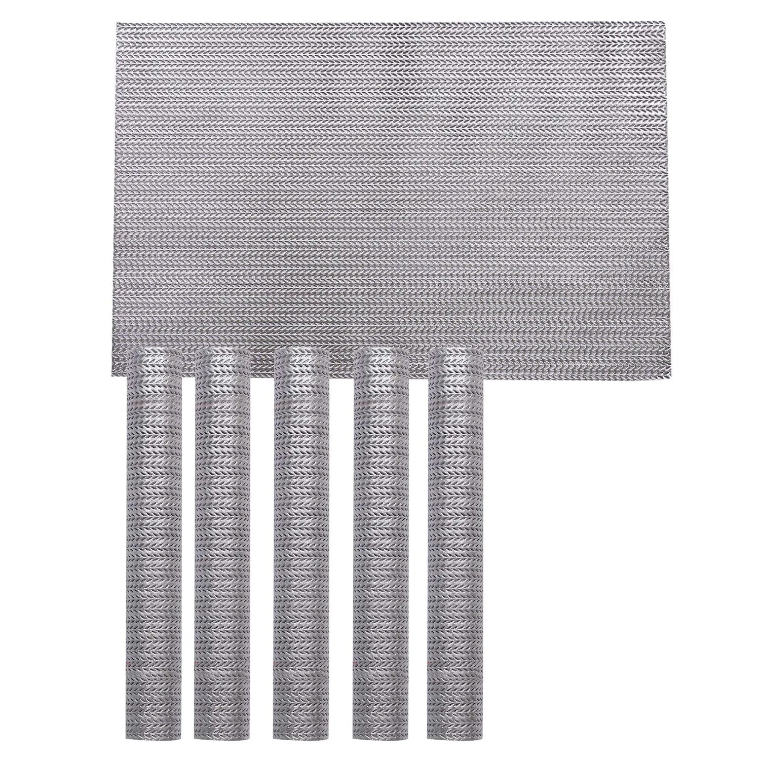 Kuber Industries PVC Soft Leather 6 Pieces Dining Table Placemat Set (Silver) -CTKTC29164