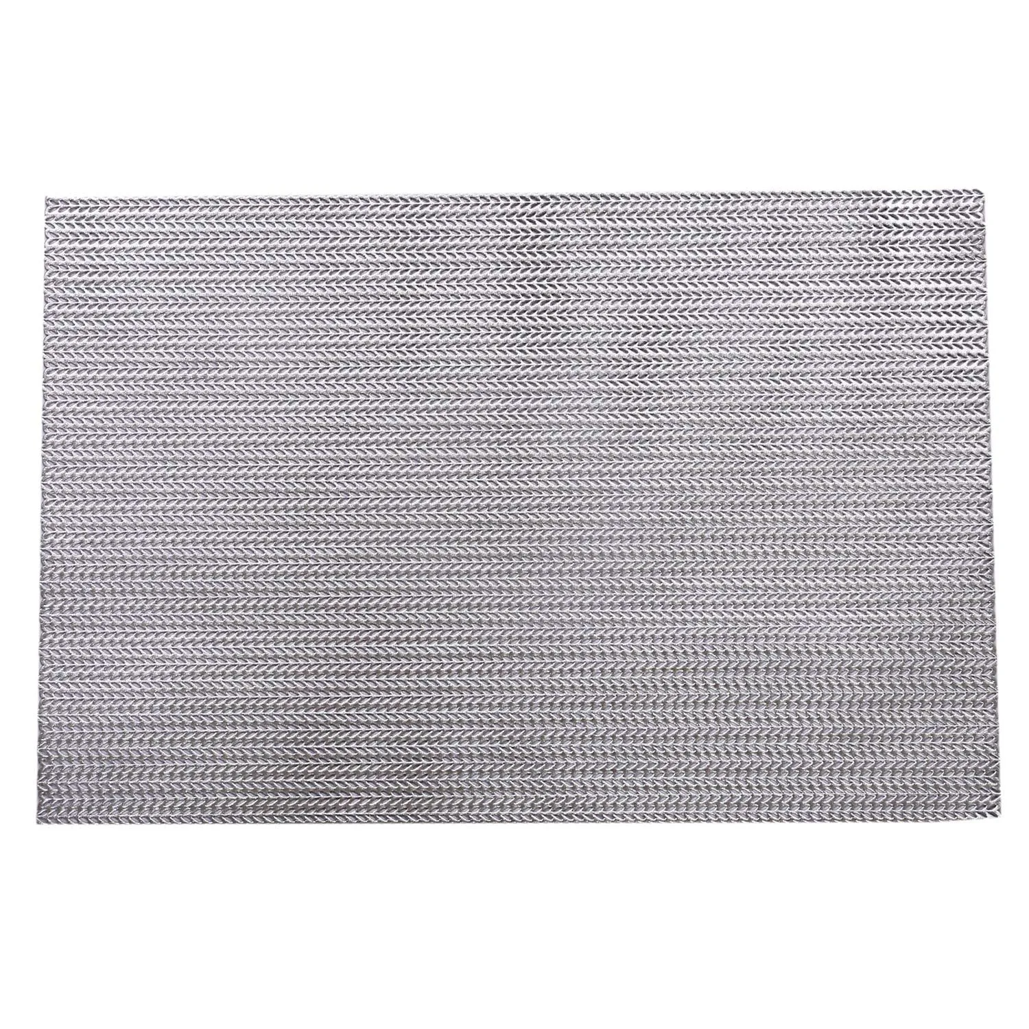 Kuber Industries PVC Soft Leather 6 Pieces Dining Table Placemat Set (Silver) -CTKTC29164
