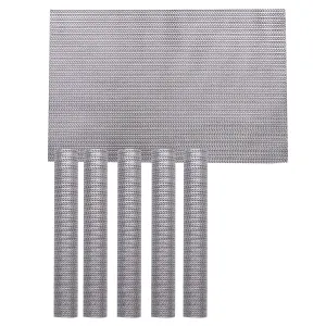 Kuber Industries PVC Soft Leather 6 Pieces Dining Table Placemat Set (Silver) -CTKTC29164