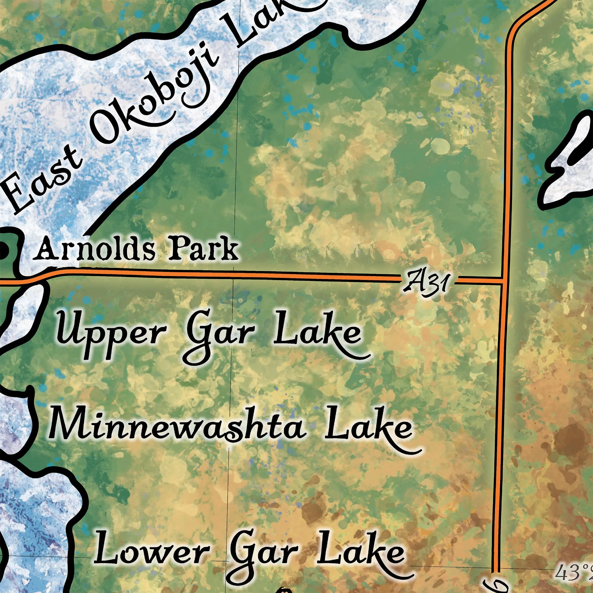 Lake Okoboji Iowa Map Art Sherpa Fleece Blanket Double Stitched Edges Cozy Luxury Fluffy Super Soft 430 GSM Polyester Throw Blanket