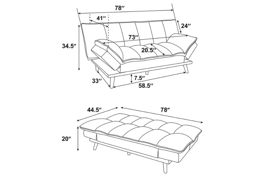 Laredo Upholstered Tufted Convertible Sofa Bed Light Grey 360017