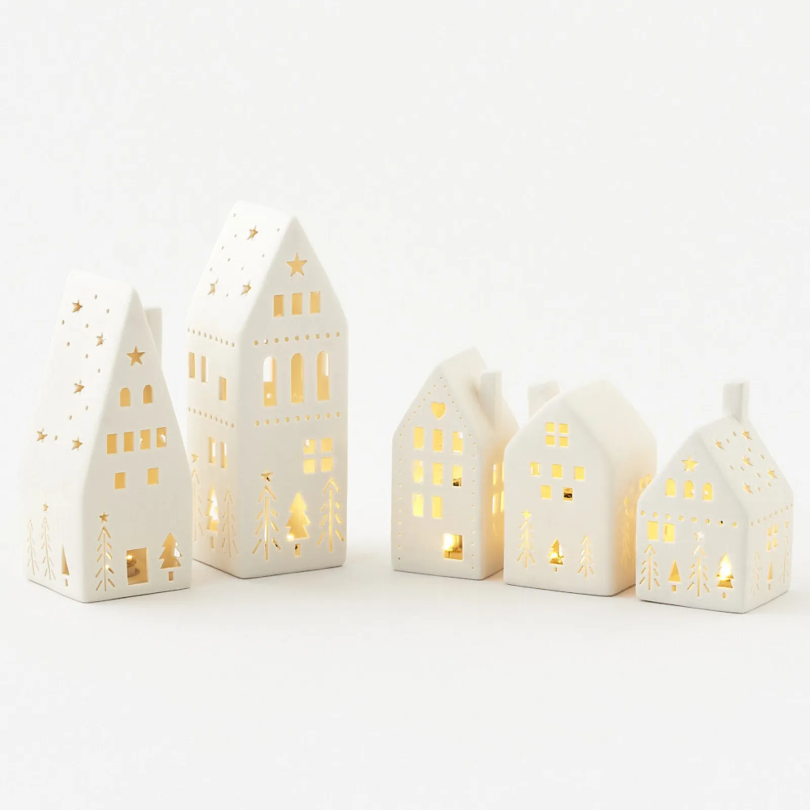 Lighted Silhouette Houses
