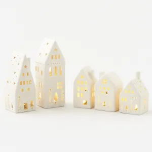Lighted Silhouette Houses