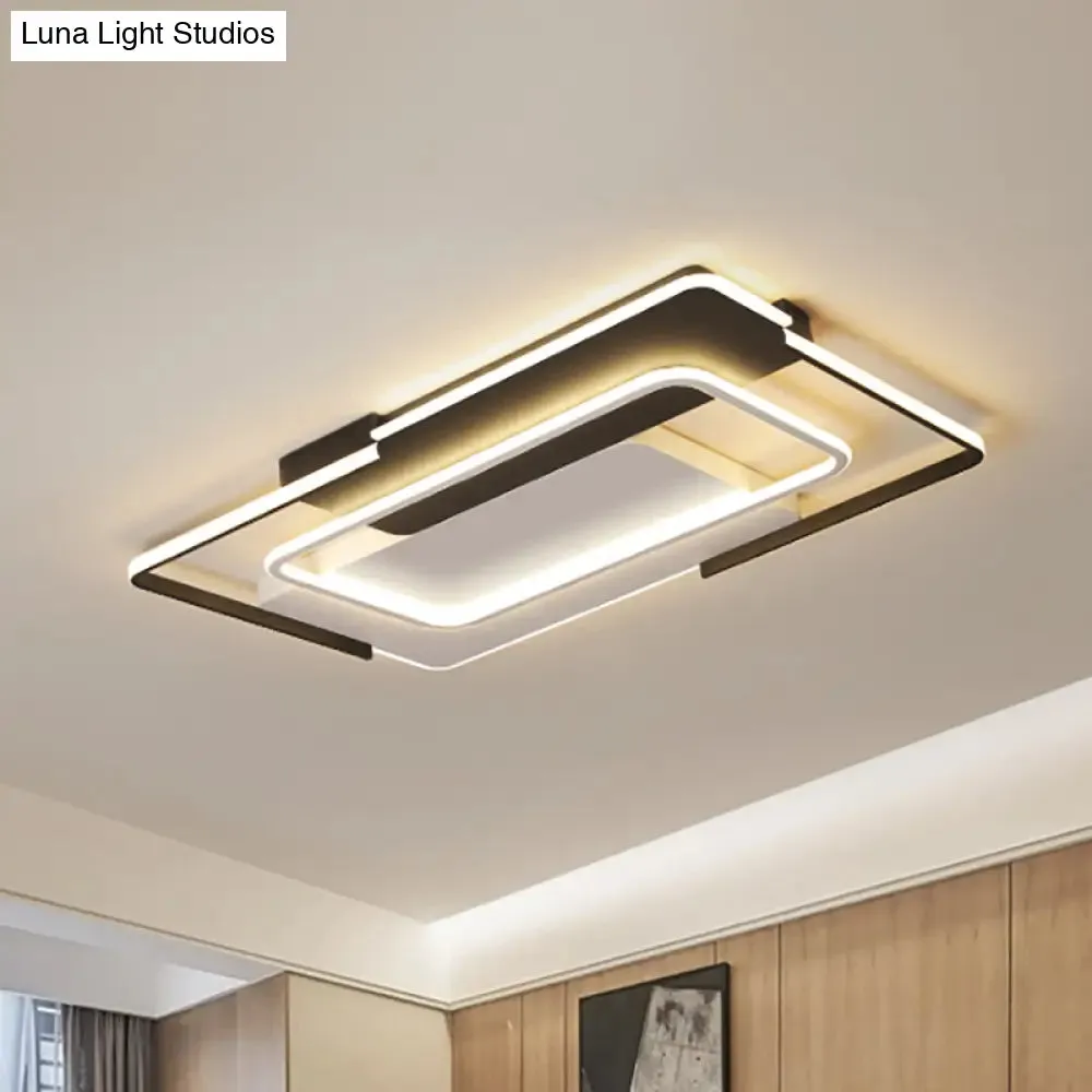 Modern Rectangular Flush Mount LED Light for Living Room Ceiling - Acrylic, Warm/White